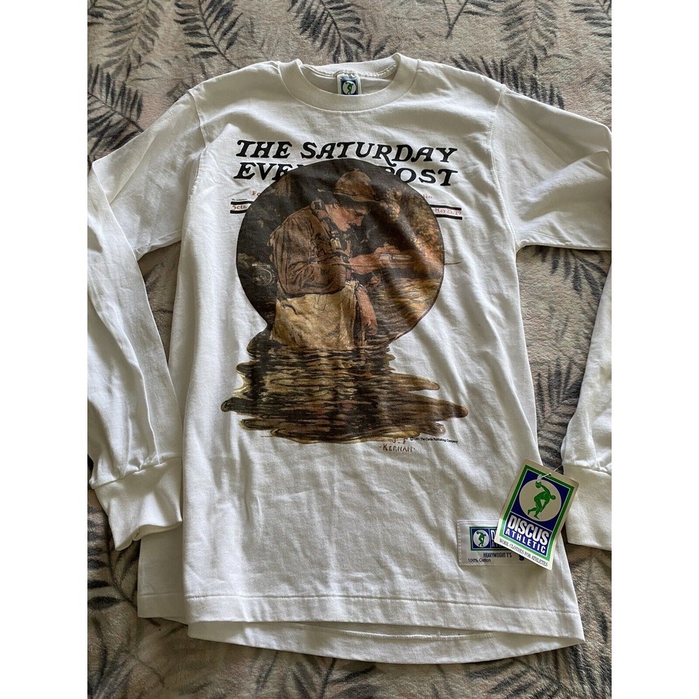 Vintage Discus Athletic T-shirt Dead Stock Adult S The Saturday Evening Post NWT